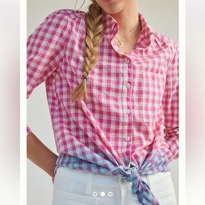 Anthropologie Metallic Ombré Gingham Buttondown by Pilcro Sz S EUC